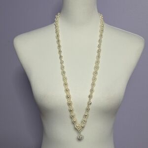 Elegant Handmade Pearl Necklace‎ 34"